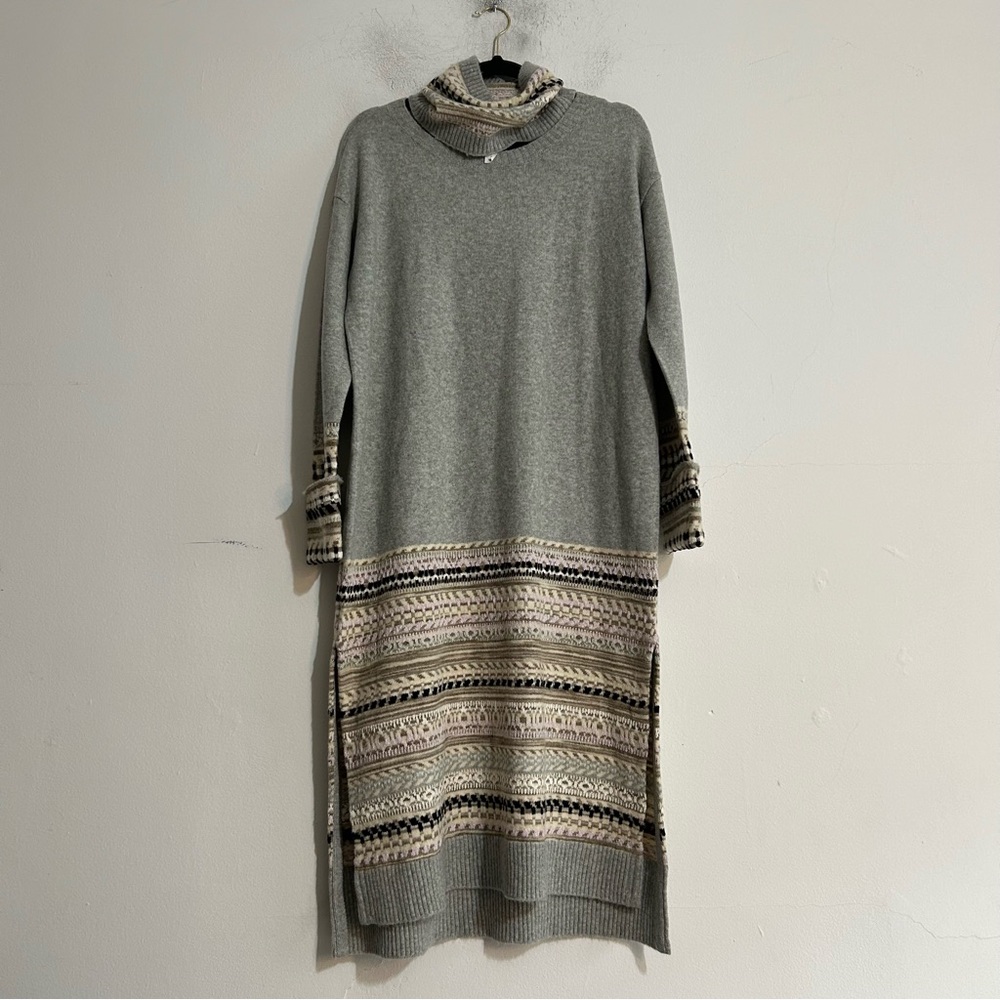 Anthropologie Daily Practice Turtleneck Sweater Dress Fair Isle Small